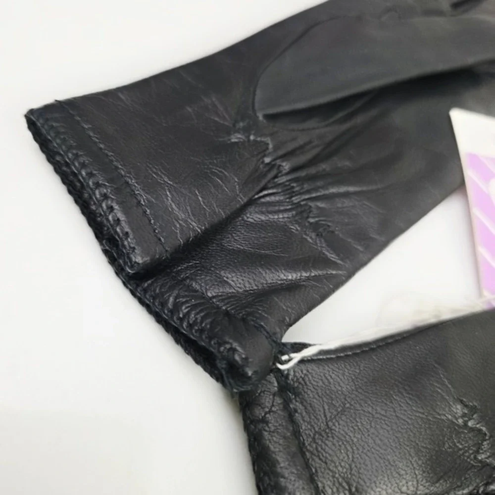 Grandoe Womens Black Genuine Leather Gloves Small Acrylic Lined New With Tags